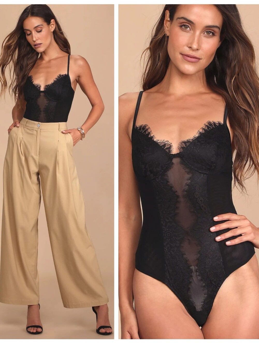 NWT Lulus Draw You In Black Sleeveless Lace Bustier Bodysuit Women's Large NEW!!